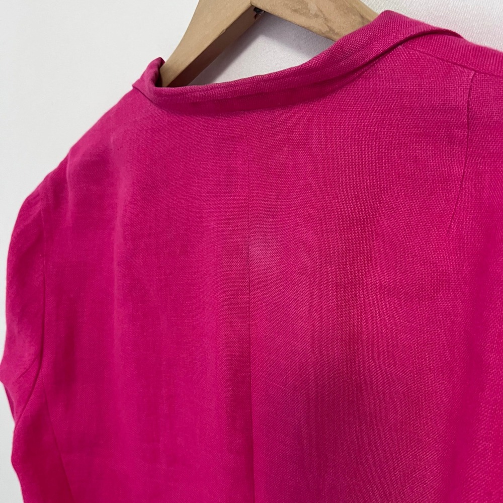 Talbots Blazer Womens 12 Fuschia Pink Irish Linen Colorful Jacket Wedding Summer - Picture 15 of 16